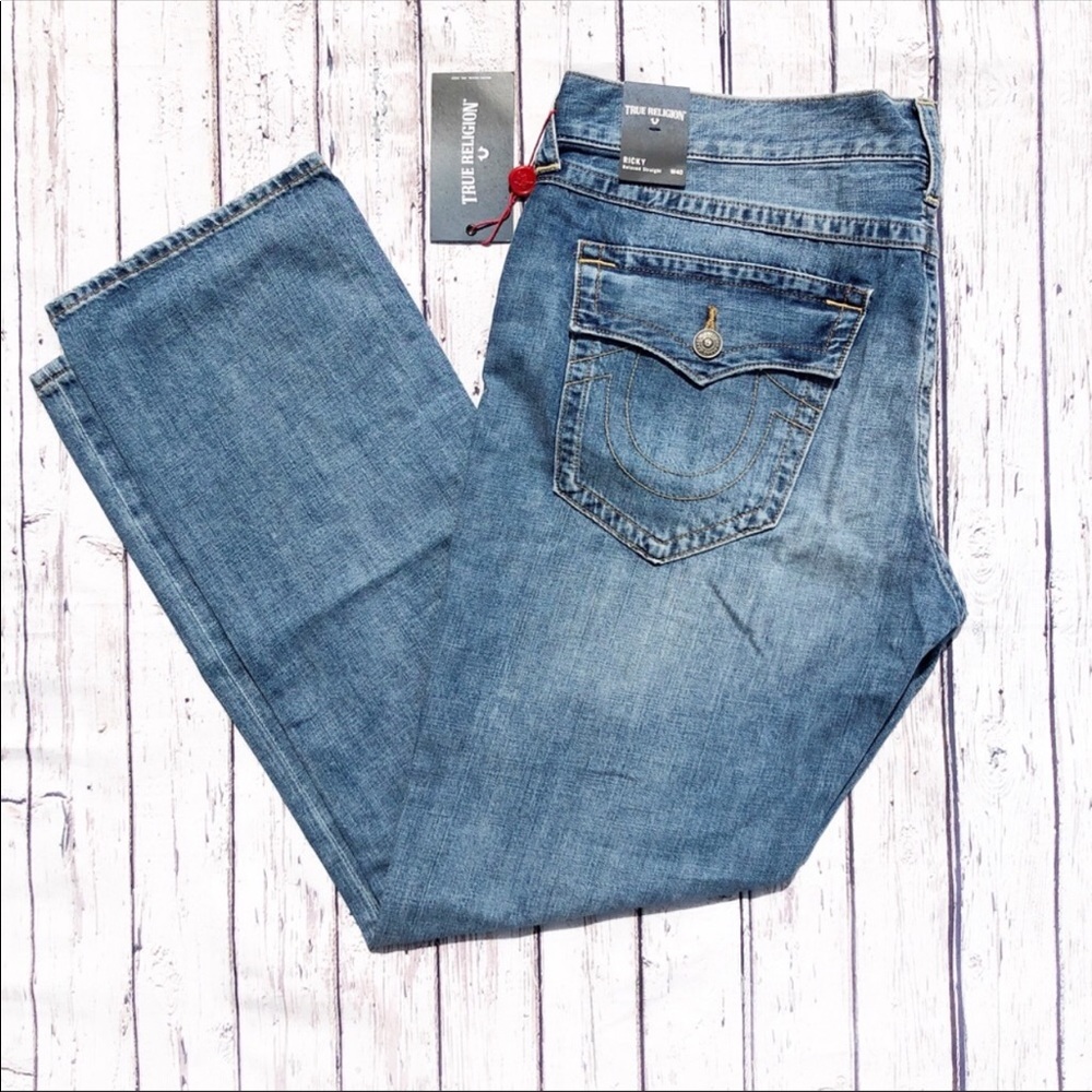 NWT Mens True Religion Ricky Relaxed Straight 40W